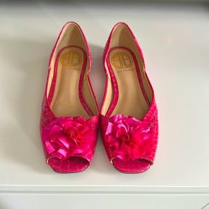 Slightly worn Lilly Pulitzer, pink leather flats